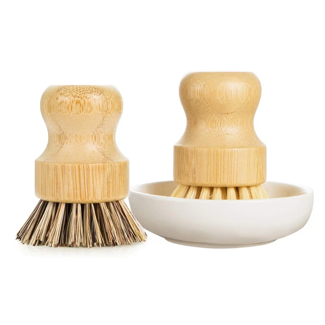 Palm Pot Dish Brush- Eco Friendly 2 Packs Mini Durable Scr...