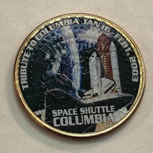 Colorized Kennedy half dollar. TRIBUT TO SPACE SHUTTLE COLUMBIA. 2003. #102
