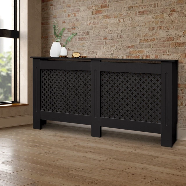 Cache-radiateur motif nid d'abeille habillage en MDF anthracite ML-Design