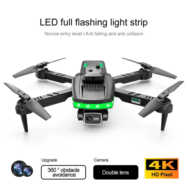 Drone 4K HD Dual Camera WiFi GPS FPV Foldable Professional RC Quadcopter LED