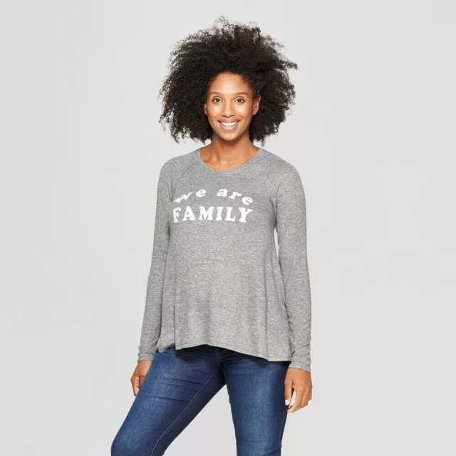 Maternity Long Sleeve We Are Family Cozy Swing T-Shirt - Isabel Maternity XS NWT