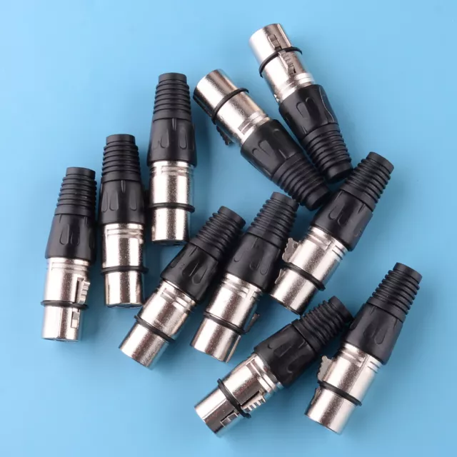 10Pc 3 Pin XLR Jack Snake Plug Audio Microphone MIC Cable Female Connector