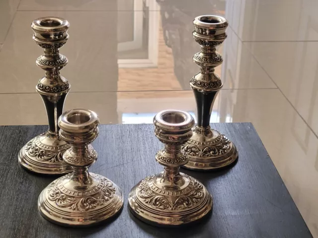 Two Pair of  Vintage  silver candlesticks, Victorian style