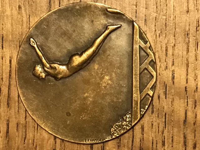 Médaille NAGEUSE plongeant signée F.FRAISSE Ministère de la MARINE MARCHANDE