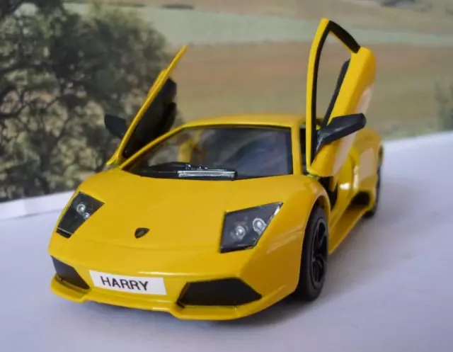 PERSONALISED PLATES Yellow Lamborghini Toy Car Boys Dad Model Birthday Present