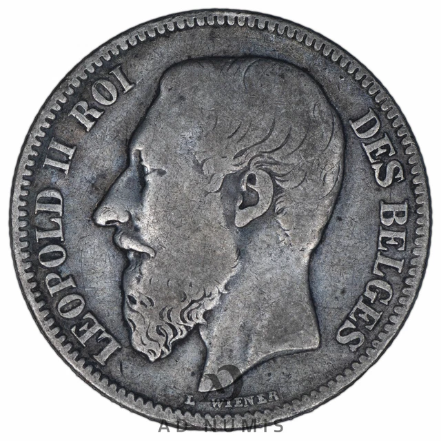 Belgique 2 francs 1867 Léopold II argent pièce de monnaie belge