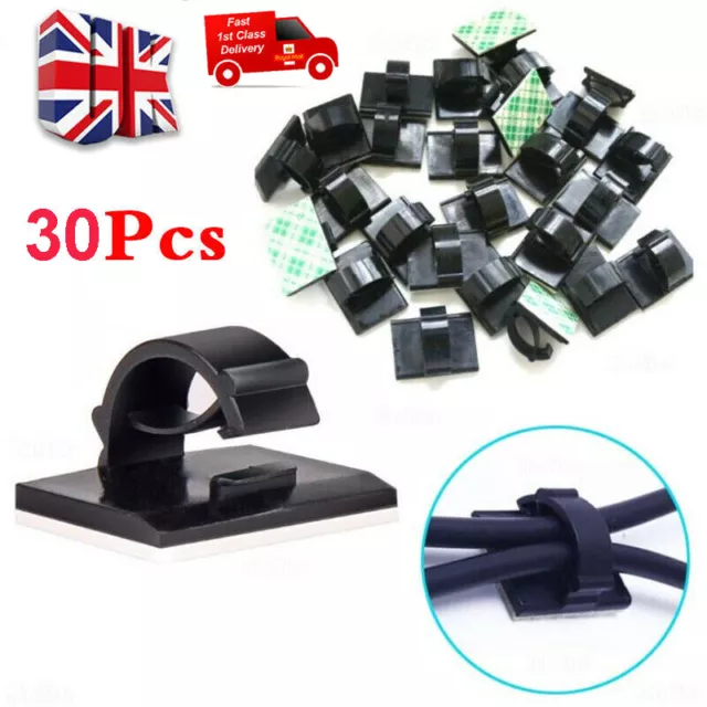 30x Car Cable Clips Self-Adhesive Cord Management Wire Holder Organizer Clamp UK