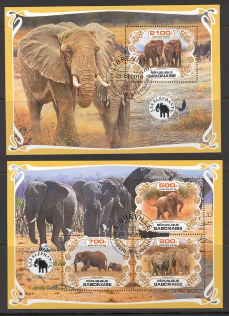 Gabon 2019 Les Elephants Loxodonta Wild Animals Africa Fauna Stamps Cto Lollini