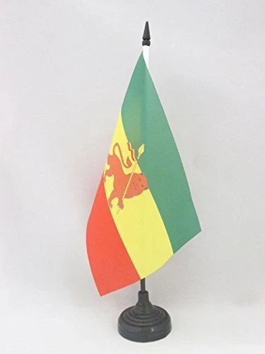 AZ FLAG Ethiopia with Lion Table Flag 5'' x 8'' - Lion of Judah Ethiopian Desk F