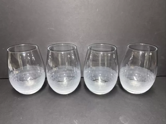 Fitz And Floyd 'Daphne' Etched Crystal Stemless Wine Glasses Goblets - Set Of 4