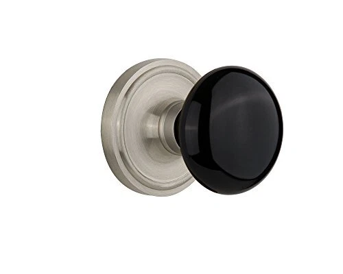 Nostalgic Warehouse Classic Rosette with Black Porcelain Door Knob, Privacy