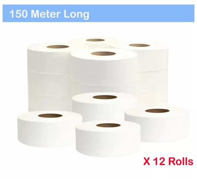 12,24,36,48 Mini Jumbo Core Toilet Rolls 2ply Soft Tissue Paper 150 m Pure pulp