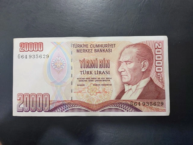 Turkey 20000 Lira, 1990s, XF