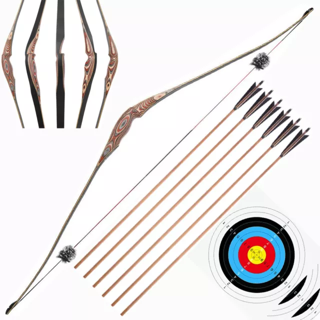 Archery 58" Triangle Longbow Traditional Bow 20-50lbs Horsebow Recurve Bow Hunt