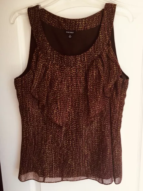 NINE WEST  Women's Sleeveless Blouse/Top, Ruffled Front, NWOT, Size 8.