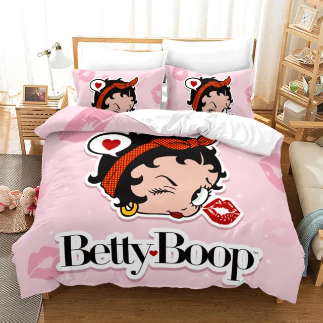NEW Home Bedding Set 3D Betty Boop Print Bedding Set Duvet Cover Set I1//UK