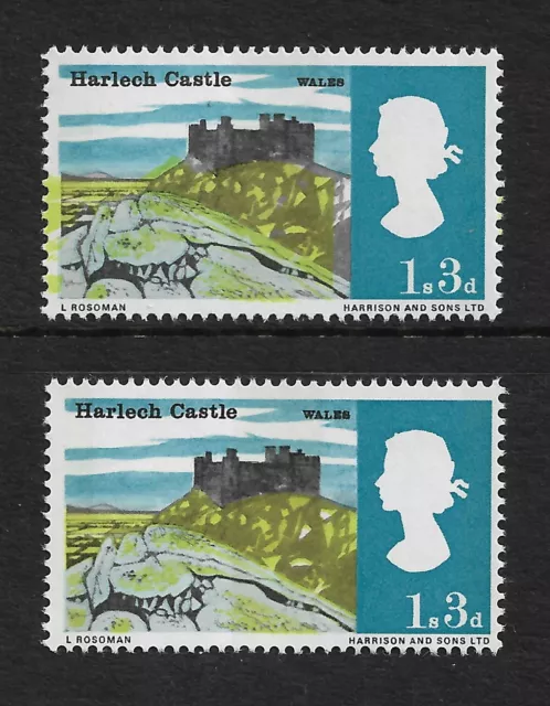 GB 1966 sg691p 1/3 Landscapes Error Major Shift Of Greenish Yellow To Left MNH