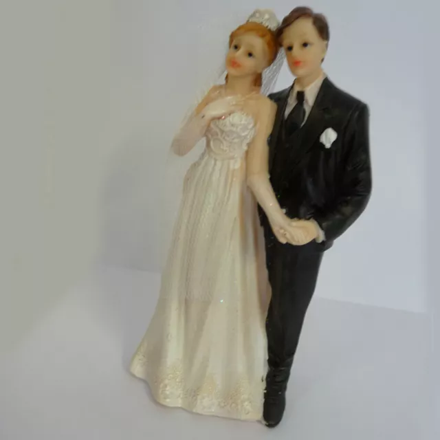 Tortenfigur Hochzeitstorte Tortendeko Tortenaufsatz Brautpaar mit Schleier 14cm