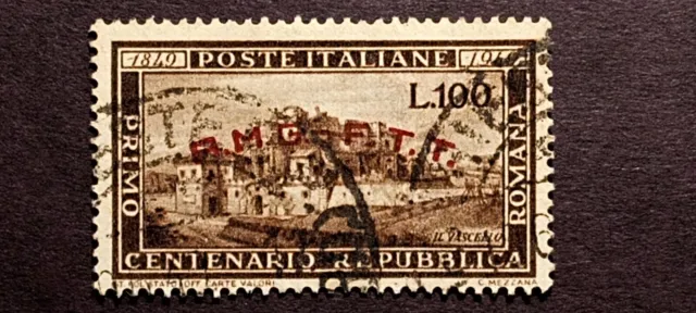 Italy Trieste 1949 Scott# 41 Used Type D Overprint in red Scott Cat. $120.00