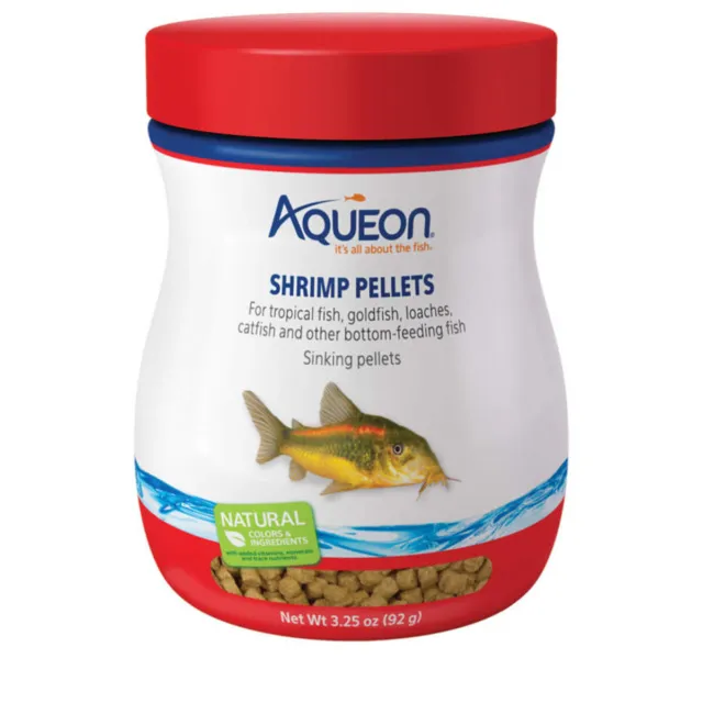 Pellets de camarón Aqueon 3,25 oz pellets de hundimiento lento para peces que se alimenten de fondo
