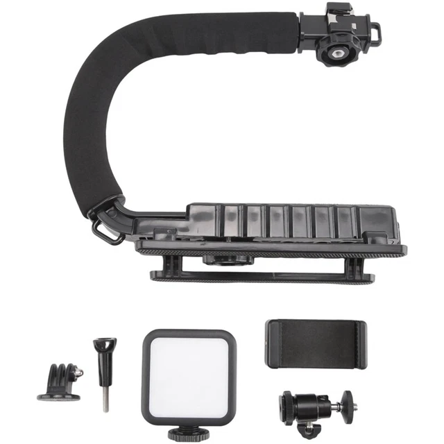 Portable Handheld DV Camera Bracket Stabilizer + LED Fill Light Kit with Co P7Y1