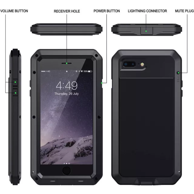Waterproof Shockproof Aluminum Armor Metal Case For iPhone 13 12 11 15 14 7 8 SE