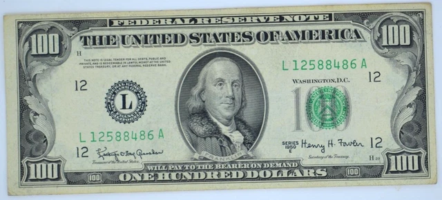Series 1950-E $100 Federal Reserve Note FR.2162-E San Francisco