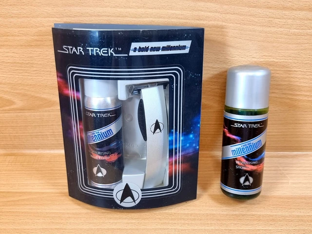 1999 Star Trek schiuma da barba rasoio & gel doccia set regalo - NUOVO / IMBALLO ORIGINALE - 1999 Star Trek schiuma da barba rasoio & gel doccia set regalo - NUOVO / IMBALLO ORIGINALE -