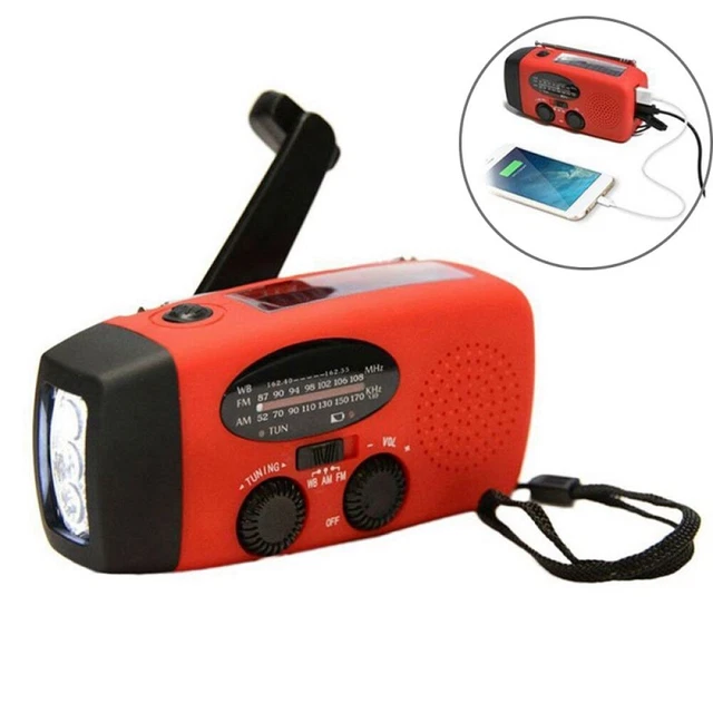 Portable Hand Crank Solar AM FM Radio Wind Up Dynamo USB Charger Light NEW