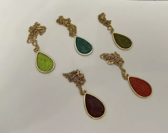 Job Lot Of Handmade Resin Pendants With Chains