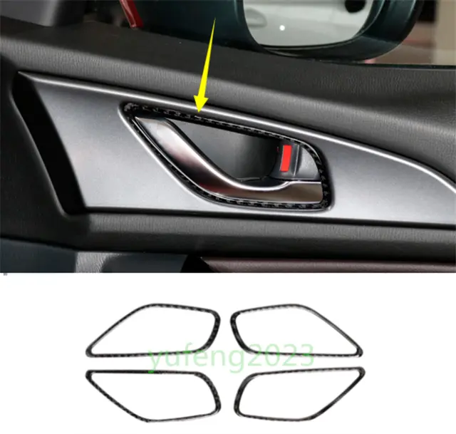 Real Carbon Fiber Inner Door Handle Frame Cover Trim For Mazda 3 Axela 2014-2018
