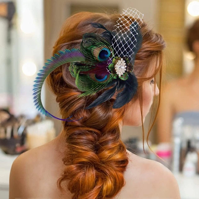 Peacock Feather Fascinator Hair Clip Wedding Party Vintage Headpiece Gifts