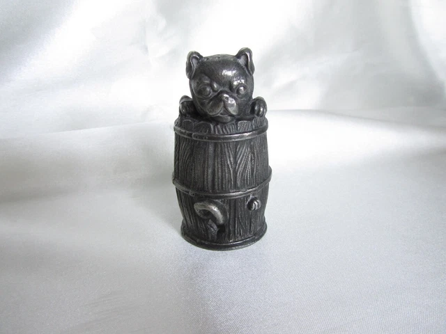 Antique Shaker Pounce Pot Pug Dog Silver Plated