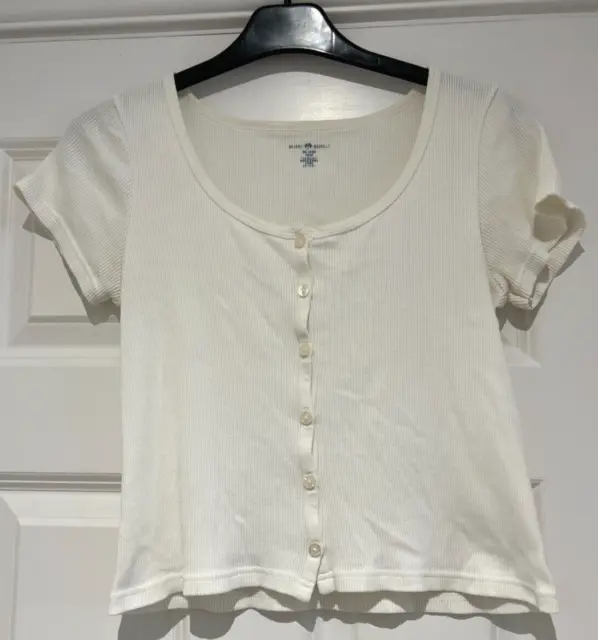 BRANDY MELVILLE, IVORY, Ribbed Top, OS (Worn by UK8ish) £0.99 - PicClick UK