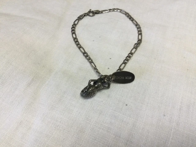 Signed Florida Weeki Wachee Sterling Silver Mermaid Chain Bracelet