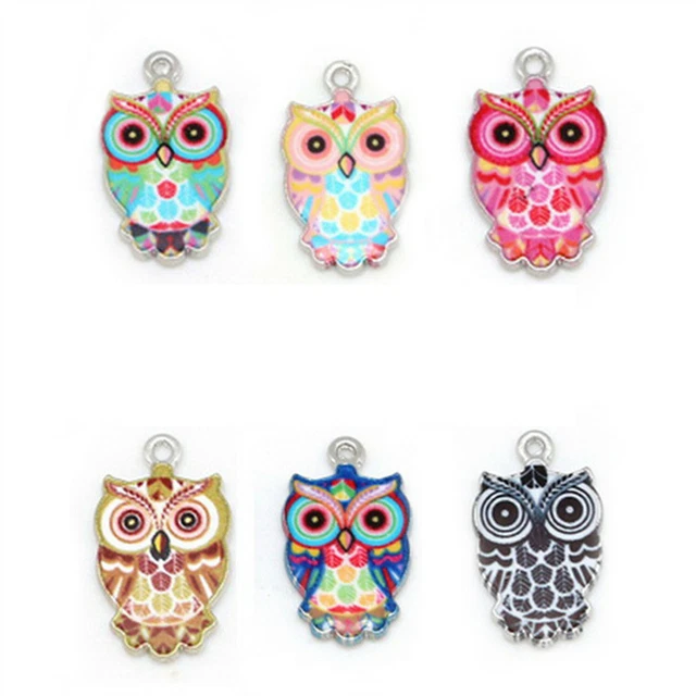 10 Stück Emaille Legierung Bunt Eulenvogel Anhänger Charme Schmuck DIY Zubehör