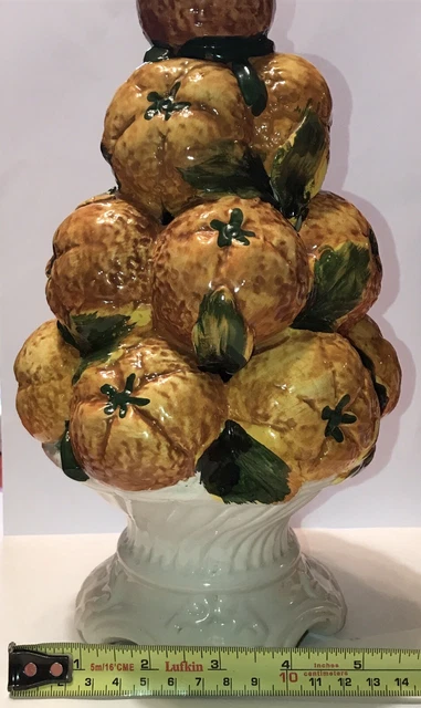 Vintage Majolica Lefton Italian pottery Orange Fruit Topiary Centerpiece