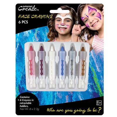 Amscan 6 X 2.3g Viso Pittura Carina Colori Halloween Compleanno Festa Regalo Matita Set 