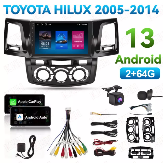 Car Stereo Radio For Toyota Hilux 2005-2014 Head Unit 2+64G CarPlay Android 13