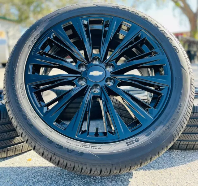 22& BLACK CHEVY Silverado 2024 Wheels Rims Tires LTZ RST ZR2 GMC Sierra