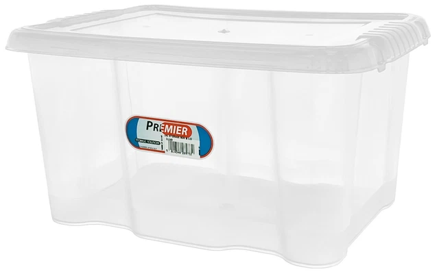 PLASTIQUE TRANSPARENT BOITE de Rangement avec Couvercle Home Bureau