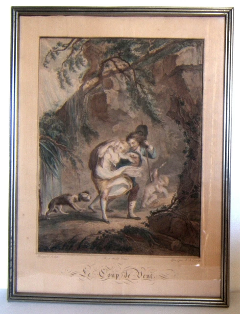 (GIRARDET ABRAHAM) « Le coup de vent » Gravure en couleur au burin