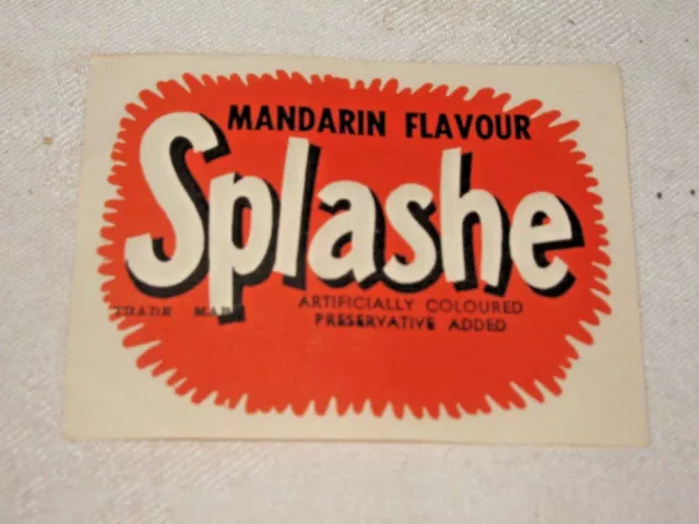 Generic 60's Splashe Mandarin Flavour Cordial Soft Drink Bottle Paper Label (2)