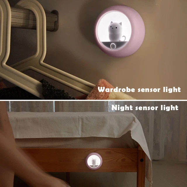 Kitchen For Wall Lovely Cat Motion Sensor Night Light USB Rechargeable Magnetic