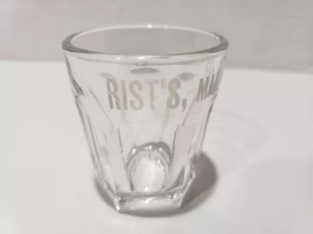 Unusual John F. Rist's Mail Order Liquors Pre-Prohibition Etched Shot Glass