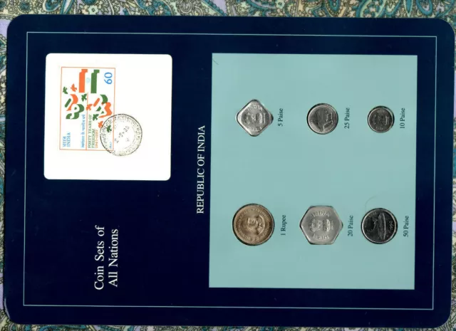 Coin Sets of All Nations India 1988-1991 UNC 20 Paise 1988 1 Rupee 1990