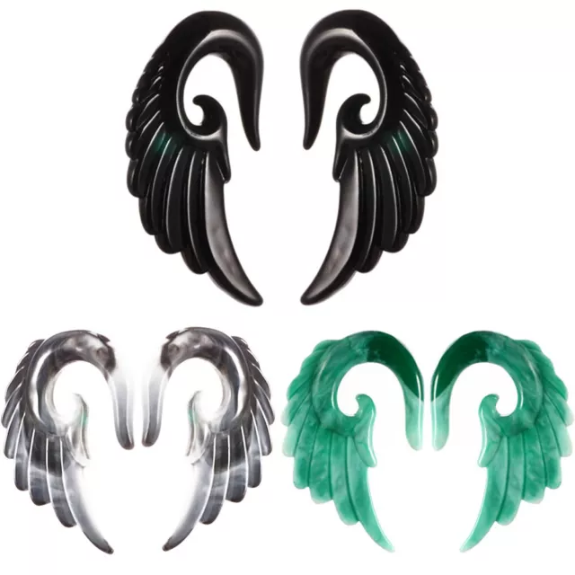 2pc Angle Wings Ear Plug Resin Flesh Tunnel Taper Expander Stretcher Multi Gauge