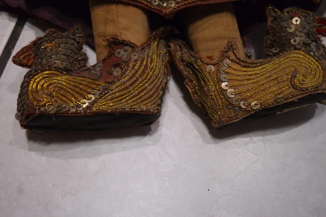 3 Antique Vintage Asian Burmese India  Hand Crafted Marionette Puppet 3