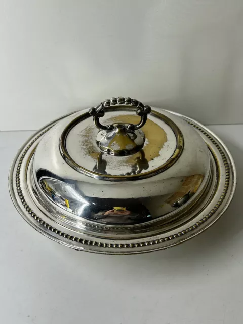 Vintage Silver Plate Edwardian Era Round Lidded Serving Platter 2