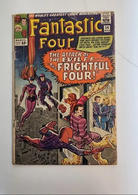 Fantastic Four 36 Marvel 1965 GD VG Stan Lee 1st Frightful Four Medusa